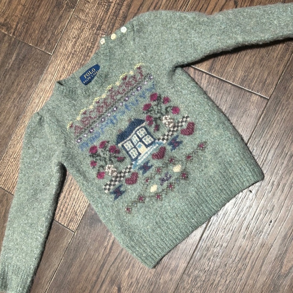 Rare Vintage sample Polo Palph Lauren wool sweater shrunk kids abc schoolhouse